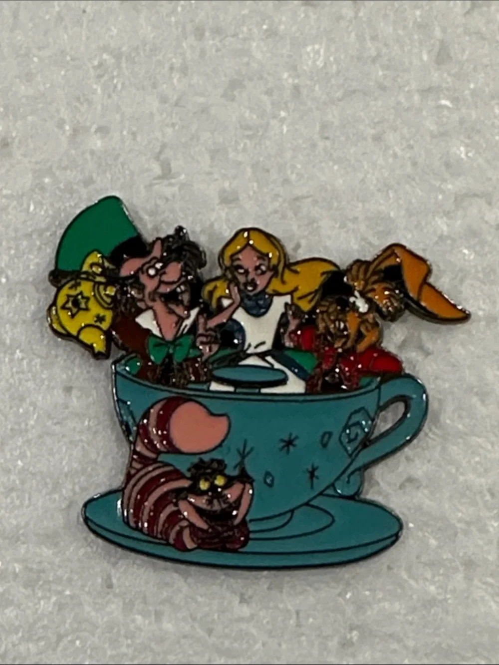 Alice in Wonderland Teacup Enamel Pin - Teal Accent